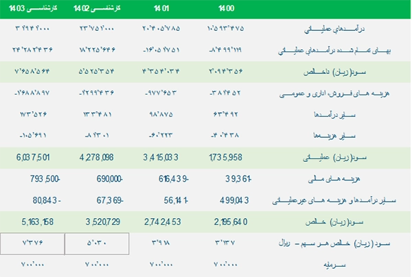 پیش بینی سود سال مالی 1402 و 1403